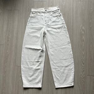 Everlane Off-White High-Rise Wide-Leg Barrel Jean size 27 Long